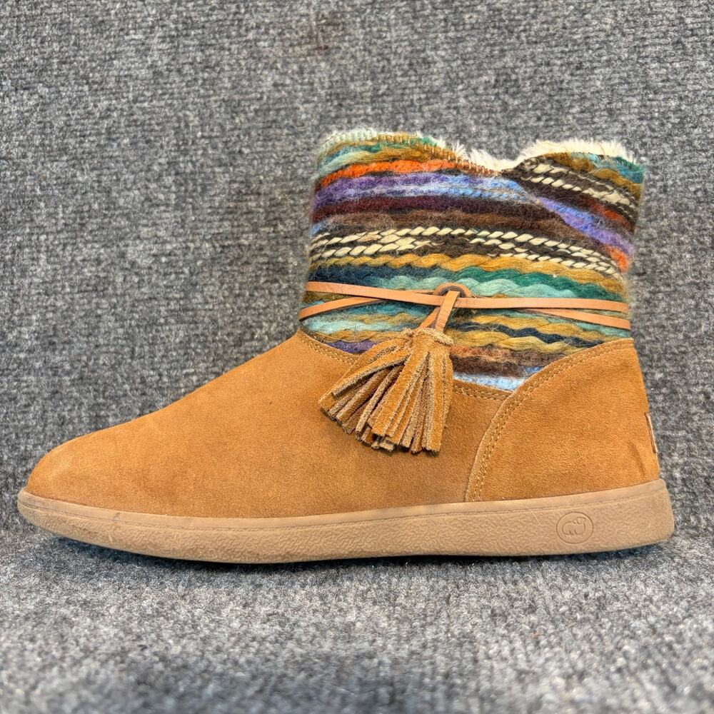 Lamo Jacinta Brown Suede Winter Boots Multicolor Knit Boho Southwest Womens 8